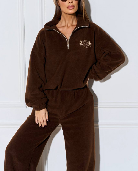 103 Спортивний костюм з поларфлісу на стойці з вишивкою